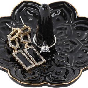 Ceramic Black Mandala Jewelry Holder Decorative Ring Holder/Trinket Tray Birthda